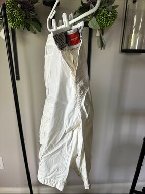 BOSS White Casual Trousers with Subtle Stitching